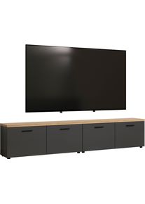 TV-Wand Home Affaire "Bajo", anthrazit, evoke eiche, B:240cm H:50cm T:40cm, Holzwerkstoff, Kunststoff, Kastenm&ouml;bel-Sets, TV-Wand, Set bestehend aus: 2x TV-Lowboards