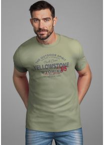 MAN'S WORLD Rundhalsshirt MAN'S WORLD "Neue Kollektion", Herren, Gr. 3XL (64/66), gr&uuml;n (khaki), Single Jersey, Obermaterial: 100% Baumwolle, bedruckt, regular fit, Rundhals, Shirts Rundhalsshirt, mit Print