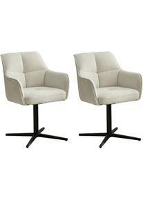 Esszimmerstuhl ByLiving "MEXICO", beige, schwarz, B:65cm H:87cm T:67cm, Metall, Stoff, St&uuml;hle, Esszimmerstuhl, 360 drehbar, Taschenfederkern, Doppelte Aufpolsterung im R&uuml;cken
