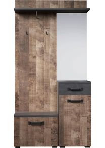 Garderobenschrank Home Affaire "Saragossa", tabak eichefarben, matera, B:104cm H:190cm T:32cm, FSC-zertifizierter Holzwerkstoff, Schr&auml;nke, Garderobenschrank, Kompaktgarderobe, T&uuml;r, Schublade, Klappe - (B/T/H) 104/32/190 cm
