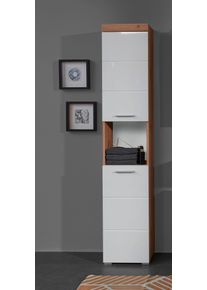 Hochschrank Welltime "Avena", wei&szlig; (asteichefarben, wei&szlig; hochglanz), B:37cm H:190cm T:31cm, Schr&auml;nke, Hochschrank, Badschrank mit 2 T&uuml;ren & 1 Fach - (B/T/H) 37/31/190 cm