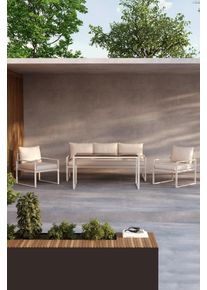 Gartenlounge-Set VENTURE HOME "Catania, gro&szlig;z&uuml;giges Outdoor-Set f&uuml;r hohen Sitzkomfort", beige, beige, beige, beige, B:179cm H:67cm T:135cm, Glas, Polyester, Stahl, Sitzm&ouml;bel-Sets, Gartenlounge-Set, Loungem&ouml;bel mit Stoffbezug, angenehm, weich