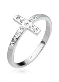 Silberring Elli "Ring Blogger Kreuz Kristalle 925 Silber" Gr. 52, wei&szlig;, Fingerringe, Damen, 52, Silber 925 (Sterlingsilber), Silberring