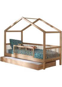 Hausbett Vipack "Forrest mit hochwertiger und stabiler Verarbeitung, Made in Europe", natur buche, natur buche, natur buche, B:97,5cm H:170cm L:207,5cm, Betten, Hausbett, wahlweise ohne oder mit Textilhimmel