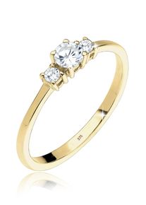 Silberring Elli Premium "Ring Zirkonia Wei&szlig; 375 Gelbgold" Gr. 58, wei&szlig;, Fingerringe, Damen, 58, Gelbgold 375, Silberring