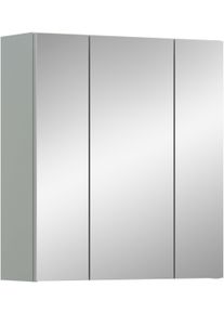 Spiegelschrank Welltime "MINTTU, Breite 60 cm, 3 Spiegelt&uuml;ren, 6 Einlegeb&ouml;den, 9 F&auml;cher", hellgr&uuml;n, eiche hell nachbildung, B:60cm H:68cm T:19cm, FSC-zertifizierter Holzwerkstoff, Schr&auml;nke, Spiegelschrank, Badm&ouml;bel, Spiegel, Badschrank, Bad