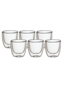 Villeroy & Boch Thermoglas VILLEROY & BOCH "Doppelwandige Becher Manufacture Rock 60 ml 6er Set transparent", bunt (transparent), 6 tlg., Glas, Trinkgef&auml;&szlig;e, Thermoglas