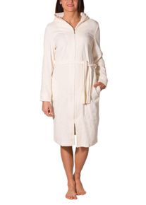 Damenbademantel AQUARTI "Bademantel Aquarti Damen Bademantel mit Rei&szlig;verschluss Lang" Gr. L, beige (ecru), L, Obermaterial: 40% Baumwolle CO. 40% Viskose CV. 20% Polyester PES., Hausm&auml;ntel, Damenbademantel