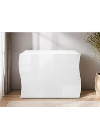 Schuhschrank OTTO HOME "Luxor 2, Schuhregal, Schuhkommode, H&ouml;he 81 cm", wei&szlig; hg, B:74cm H:81cm T:27cm, Holzwerkstoff, Schr&auml;nke, Schuhschrank, UV-lackiert, Hochglanz, grifflos, 2-t&uuml;rig