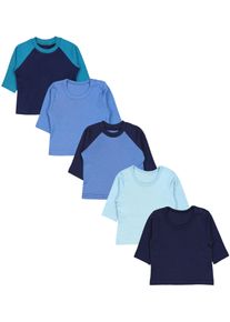 Langarmshirt TUPTAM "Shirt Baby Jungen Langarmshirt 5er Set", M&auml;dchen, Gr. 68, blau (reglan blau uni mix), Obermaterial: 100% Baumwolle CO., Shirts Langarmshirt