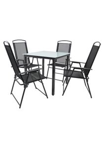 Garten-Essgruppe Vcm "5-tlg Sitzgruppe Gartenm&ouml;bel Tisch St&uuml;hle Set 80M", schwarz, B:80cm T:80cm, Obermaterial: 100% Metall MT., Sitzm&ouml;bel-Sets, Garten-Essgruppe
