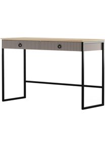 Konsolentisch Home Affaire "Luminara", cashmere (beige), eiche, schwarz, eiche, B:119cm H:76cm T:45cm, Tische, Konsolentisch, Flurtisch mit 2 Soft-Close Schubladen - 119/45/76 cm