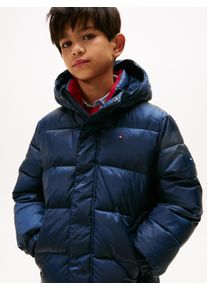 Steppjacke Tommy Hilfiger "ESSENTIAL PADDED PARKA", Jungen, Gr. 8 (128), blau (schwarz night navy), Web, Obermaterial: 100% Nylon. Futter: 100% Polyester. F&uuml;llung: 100% Polyester, unifarben, regular fit normal, Rundhals, eingesetzt elastischer Bund, Jacken Steppjacke, Kinder bis 16 Jahre