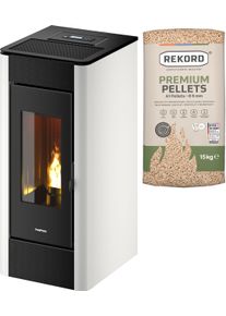 Pelletofen FreePoint "Indaco 11", wei&szlig; (schwarz), Kamin&ouml;fen, Pelletofen
