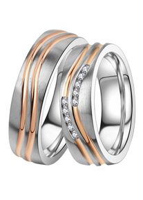 Trauring DOOSTI "Schmuck Geschenk Edelstahl Trauring Ehering Partnerring LIEBE" Gr. 56, rosa (edelstahlfarben, ros&eacute;goldfarben), Fingerringe, Damen, 56, ohne Zirkonia, Edelstahl, 6mm, Trauring, Made in Germany, wahlweise mit oder ohne Zirkonia