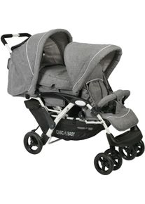 CHIC 4 BABY Geschwisterwagen CHIC4BABY "Duo", Baby, melange grau, wei&szlig;, Kinderwagen Geschwisterwagen, mit feststellbaren Doppelschwenk-Vorderr&auml;dern
