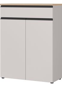 Schuhschrank Germania "Cormano", beige (kaschmir, lindberg, eiche, nachbildung), B:90cm H:120cm T:41cm, Holzwerkstoff, Schr&auml;nke, Schuhschrank, Schuhschrank mit einem Schubkasten und zwei T&uuml;ren