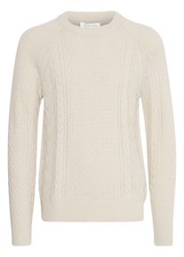 Strickfleece-Pullover Casual Friday "Strickpullover CFKristian", Herren, Gr. L, beige (moonstruck), Obermaterial: 25% Wolle WO. 25% Polyacryl PAN. 24% Nylon NY. 20% Baumwolle CO. 6% Viskose CV., Pullover Strickfleece-Pullover