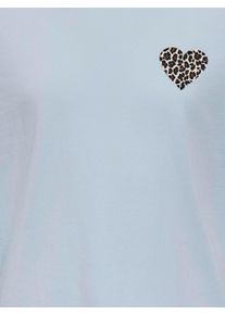 T-Shirt KIDS Only "KOGREXI STATEM. HEART REG. SS TOP CS JRS", M&auml;dchen, Gr. 158/164, ballad blau print:leo heart, Jersey, Obermaterial: 100% Baumwolle, bedruckt, unifarben, Basic normal, Rundhals, Shirts T-Shirt