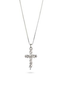 Kette mit Anh&auml;nger Kuzzoi "Halskette Anh&auml;nger Kreuz 925 Sterling Silber" Gr. 50, silber, Halsketten, Herren, Silber 925 (Sterlingsilber), Kette mit Anh&auml;nger