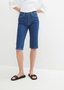 Stretchiga jeansbermudas Slim Fit High Waist - bl&aring; - storlek 34 - bonprix