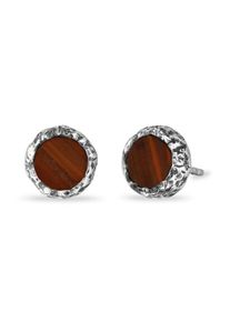 Paar Ohrstecker HAZE & GLORY "Ohrringe Ohrstecker Jasper Braun 925 Sterling Silber", silber, Ohrringe, Herren, Silber 925 (Sterlingsilber), Paar Ohrstecker