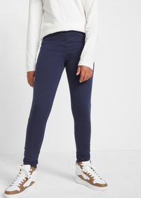 Thermoleggings bonprix, M&auml;dchen, Gr. 140/146, N-Gr, blau (dunkelblau), Jersey, Obermaterial: 95% Baumwolle, 5% Elasthan, unifarben, Basic lang, Hosen Thermoleggings, aus Baumwolle und Elasthan, elastischer Gummizug, schmale Passform