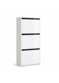 Schuhschrank OTTO HOME "Locco, Schuhregal, Schuhkommode, Breite 50 cm", wei&szlig; hg, schwarz, B:50cm H:126cm T:27cm, Schr&auml;nke, Schuhschrank, Schuhkipper, UV-lackiert, Hochglanz, grifflos, 3-t&uuml;rig
