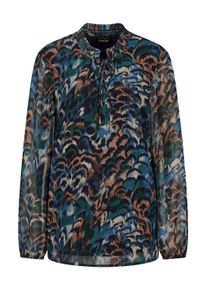 Schlupfbluse GOLDNER "Leichte Jersey-Druckbluse, Langarm", Damen, Gr. 38, blau (royalblau, gemustert), Obermaterial: 100% Polyester PES., Modisch, gerade, Blusen Schlupfbluse, Semitransparente Chiffon-&Auml;rmel
