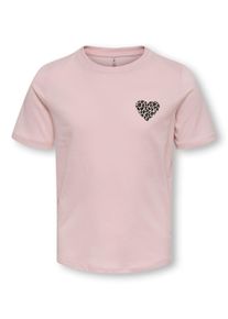 T-Shirt KIDS Only "KOGREXI STATEM. HEART REG. SS TOP CS JRS", M&auml;dchen, Gr. 158/164, pale lila print:leo heart, Jersey, Obermaterial: 100% Baumwolle, bedruckt, unifarben, Basic normal, Rundhals, Shirts T-Shirt