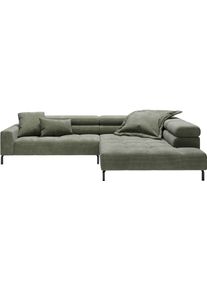 Ecksofa Home Affaire "Claya, 311 cm breit, L-Form, inkl. Kopfteilverstellung", gr&uuml;n (turtle), B:311cm H:71cm T:219cm, 88% Polyester, 12% Polyacryl, Sofas, Ecksofa, ohne elektrischen Sitzvorzug