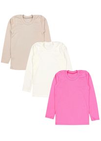 Unterhemd TUPTAM "Langarmshirt M&auml;dchen Langarmshirt 3er Pack", M&auml;dchen, Gr. 128, N-Gr, beige (3er pack pink, ecru, beige), Obermaterial: 100% Baumwolle CO., Unterhemden Unterhemd