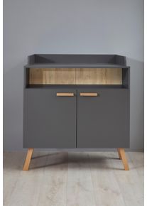Wickelkommode TRENDTEAM "Mats", grau, B:96cm H:105cm T:78cm, Holzwerkstoff, Wickelkommoden, Wickelkommode
