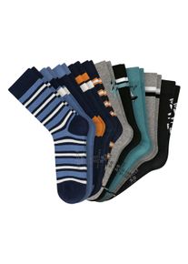 Kurzsocken Schiesser "Socken Legwear Teens 10P 10er Pack", Jungen, Gr. 39-42, bunt (grau, blau), Obermaterial: 75% Baumwolle CO. 24% Polyamid PA. 1% Elasthan EL., Socken Kurzsocken