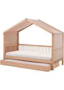 Hausbett Vipack "Forrest mit hochwertiger und stabiler Verarbeitung, Made in Europe", buche natur, buche natur, buche natur, B:97,5cm H:170cm L:207,5cm, Betten, Hausbett, wahlweise ohne oder mit Textilhimmel