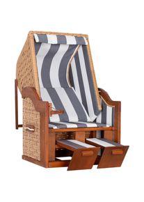 Gardenson Puppenstrandkorb, Braun, Textil, Pinie, Streifen, 40x59x32 cm, Gartenm&ouml;bel, Gartenschaukeln, Strandk&ouml;rbe