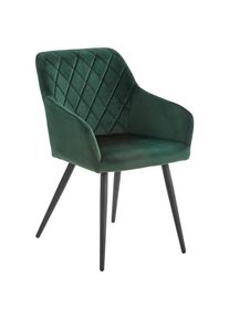 Livetastic Armlehnstuhl, Schwarz, Dunkelgr&uuml;n, Metall, Textil, Rundrohr, 54x86x60 cm, Esszimmer, St&uuml;hle, Polsterst&uuml;hle