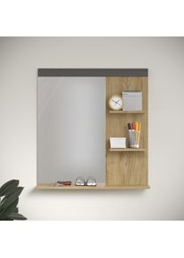 Garderobenspiegel Home Affaire "Belva", eiche, dunkelgrau, B:79cm H:85cm T:16cm, Holzwerkstoff, Spiegelglas, Spiegel, Garderobenspiegel, eichefarbener Wandspiegel mit 3 Ablagen - (B/T/H) 79/16/85 cm