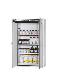 ASECOS Brandveilige opslagkast voor gevaarlijke stoffen type 90, 2-deurs, uitwendige h x b x d = 1968 x 1200 x 615 mm, grijs, in poedercoating