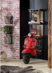 Barschrank Sit "This&That", rot (rot, schwarz), B:46cm H:190cm T:98cm, Massivholz, Metall, Schr&auml;nke, Barschrank, f&uuml;r Vespa Liebhaber