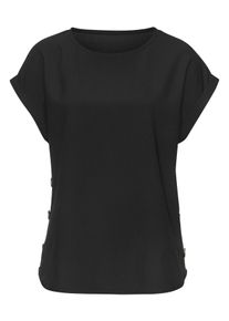 Kurzarmbluse Vivance, Damen, Gr. 46, schwarz, Web, Obermaterial: 100% Polyester, unifarben, figurumspielend h&uuml;ftlang, Rundhals, Aufschlag, Blusen Kurzarmbluse, in extra weiter Form, Schlupfbluse