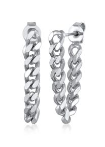 Paar Ohrstecker Elli "Ohrringe Ohrh&auml;nger Panzerkettenglieder Goldfarben" Gr. 24, silber, Ohrringe, Damen, mit Stein, Messing, Paar Ohrstecker