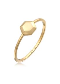 Silberring Elli Premium "Ring Pl&auml;ttchen Achteck Stapelring 375 Gelbgold" Gr. 54, gold, Fingerringe, Damen, 54, Gelbgold 375, Silberring