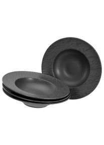 Pastateller Creatable "Schiefer Black, Pasta Gourmetteller Set 4-tlg", schwarz, &Oslash;:27cm, Steinzeug, Speiseteller, Pastateller, Teller Set, Seidenmatte Spezialglasur, Ausdruckstarkes Relief