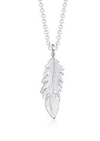 Lange Kette Elli "Halskette Feder Anh&auml;nger Engel Gliederkette 925 Silber" Gr. 80, silber, Halsketten, Damen, ohne Stein, Silber 925 (Sterlingsilber), Lange Kette