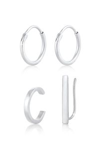 Ohrstecker-Set Elli "Ohrringe Creolen Ear Climber Earcuff 3er Set 925 Silber" Gr. 18, silber, Ohrringe, Damen, ohne Stein, Silber 925 (Sterlingsilber), Ohrstecker-Set