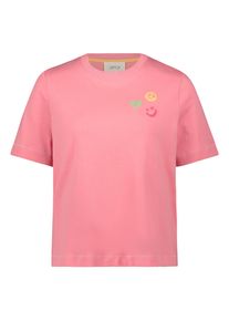 Rundhalsshirt Cartoon "Rundhals-Shirt mit Stickerei", Damen, Gr. 34, orange (patch pink, orange), Obermaterial: 100% Baumwolle CO., Shirts Rundhalsshirt