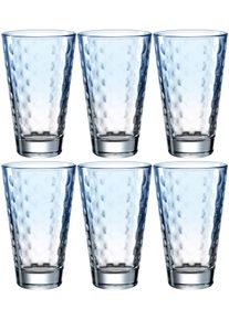 Longdrinkglas Leonardo "OPTIC", blau (hellblau), H:13cm &Oslash;:8cm, Glas, Trinkgef&auml;&szlig;e, Longdrinkglas, 300 ml, 6-teilig