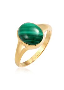 Siegelring Elli Premium "Ring Siegelring Edelstein Malachit Oval 925 Silber" Gr. 56, gold, Fingerringe, Damen, 56, ohne Stein, Silber 925 (Sterlingsilber), 9mm, Siegelring