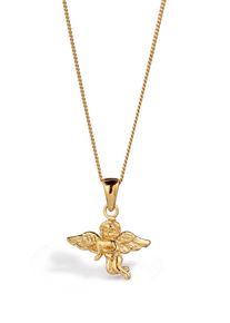 Kette mit Anh&auml;nger NENALINA "Halskette Anh&auml;nger Engel 925 Sterling Silber" Gr. 45, gold, Halsketten, Damen, Silber 925 (Sterlingsilber), Kette mit Anh&auml;nger